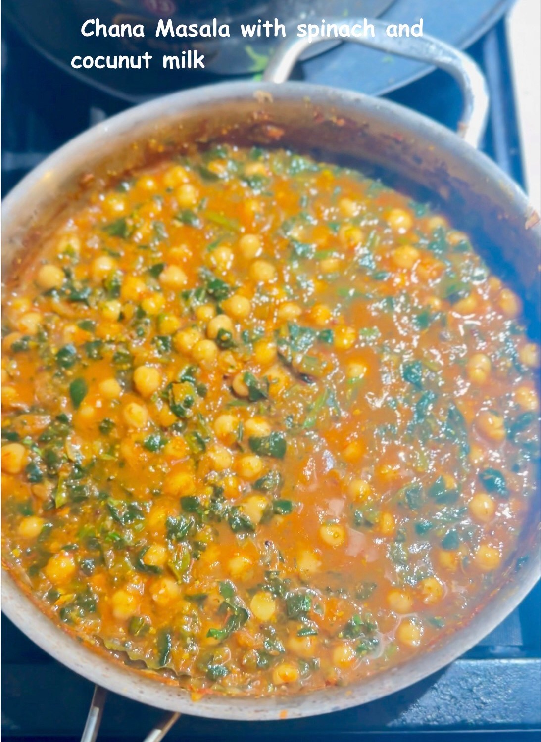 Chickpea Masala with Spinach and coconut milk
